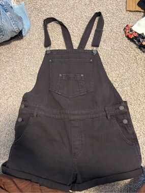 Billabong Black Short Denim Overalls